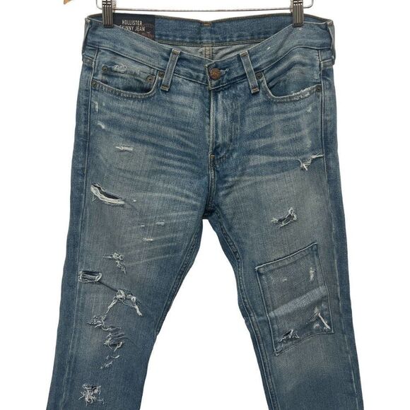 2/$30 Hollister Classic Skinny Jeans Distressed Medium Wash Denim Men's 30x30 - Picture 4 of 8